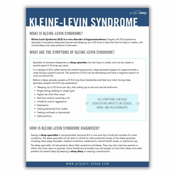 kleine-levin syndrome fact sheet