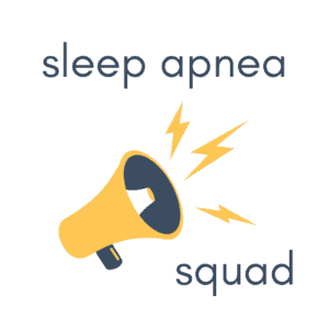 Text reads Sleep Apnea Squad with an image of a megaphone